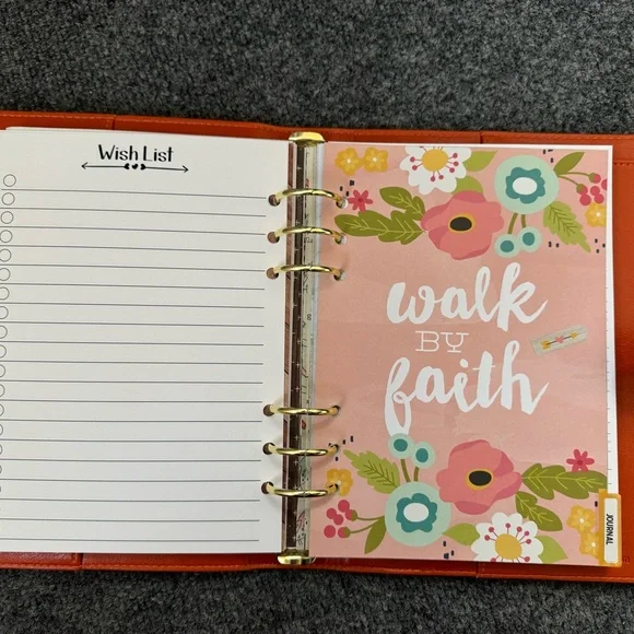 Vibrant Orange Leather Journal with Gold Rings - Picture 9 of 16